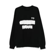 Zwarte Crew Neck Sweatshirt met Drop Shoulder Y-3 , Black , Heren