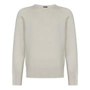 Witte Wol Kasjmier Crewneck Sweater Doppiaa , White , Heren