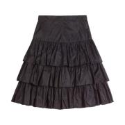 Zwarte Gerimpelde Zijden Rok Valentino , Black , Dames