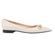 Witte Leren Ballerina Schoenen met Horsebit Detail Gucci , White , Dam...