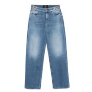 Indigo Blauwe Denim Straight Leg Jeans 3X1 , Blue , Dames