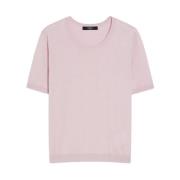 Zijden blend T-shirt met geribbelde afwerking Max Mara Weekend , Pink ...