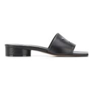 Zwarte Leren Vierkante Neus Sandalen Maison Margiela , Black , Dames