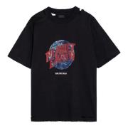 Korte mouwen ronde hals T-shirt Balenciaga , Black , Heren