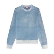 Blauwe Logo Print Crew Neck Sweater Diesel , Blue , Heren