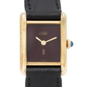 Pre-owned Leather watches Cartier Vintage , Yellow , Dames