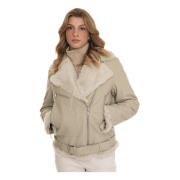 Shearling jas met bontafwerking Boss , Beige , Dames