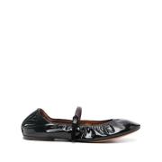 Zwarte Leren Gesp-Schoenen Lanvin , Black , Dames