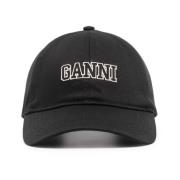 Zwarte Cap Hoed Ganni , Black , Dames