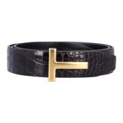 Krokodil Motief Espresso Riem Tom Ford , Black , Heren