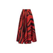 Zebra Print Midi Rok Met Reliëfstructuur Roberto Cavalli , Red , Dames