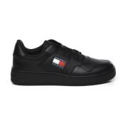 Zwarte Sneakers Veters Ronde Neus Tommy Hilfiger , Black , Heren