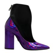 Zwarte Leren Enkellaarzen met Rits Dolce & Gabbana , Purple , Dames