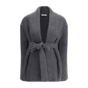 Geribbelde wollen vest met afneembare ceintuur The Row , Gray , Dames