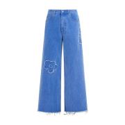 Bloemenapplicatie Wide Leg Jeans Marni , Blue , Heren