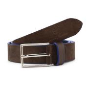 Bruin/Blauw Leren Riem Duca di Morrone , Brown , Heren