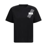 Iconisch Monogram Geribbeld Katoenen T-Shirt MM6 Maison Margiela , Bla...