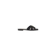 Gevlochten Leren Sandalen Pinko , Black , Dames