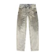 Grijze Denim Wide Leg Jeans Diesel , Gray , Dames