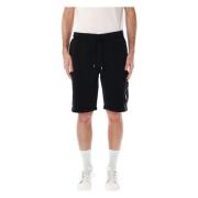 Zwarte Fleece Lens Cargo Shorts C.p. Company , Black , Heren