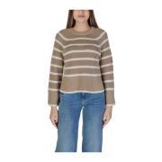 Beige Crew Neck Katoenen Sweatshirt Vila , Beige , Dames