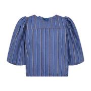 Gestreepte strikblouse in denimblauw Co'Couture , Blue , Dames