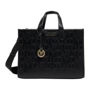 Elegante Totebag met Logo Inprenting Carlo Colucci , Black , Dames