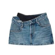 Vintage Kant Rok Denim Indigo Alexander Wang , Blue , Dames