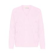 Lila Sneeuw Gebreide Trui Pullover Kaffe , Pink , Dames