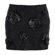 Floral Mesh Mini Rok Rotate Birger Christensen , Black , Dames