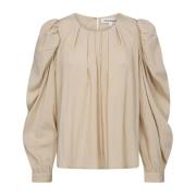 Elegante Plooi Blouse in Poeder Co'Couture , Beige , Dames