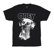 Zwarte Dalmation Tee met Screen Print Obey , Black , Heren