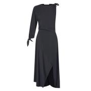 Asymmetrische Lange Jurk met Wikkelrok Samsøe Samsøe , Black , Dames