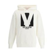 Maxi Monogram Katoenen Hoodie met Koord Valentino , Beige , Heren