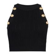 Gebreide crop top Balmain , Black , Dames