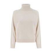 Turtleneck Jumper met Geometrische Steekdetails Peserico , Beige , Dam...