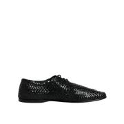 Zwarte geweven leren Derby schoenen Dolce & Gabbana , Black , Heren