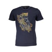 Blauw Katoenen Bedrukt Logo T-Shirt Cavalli Class , Blue , Heren