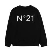 Katoenen Sweater met Logoprint N21 , Black , Heren