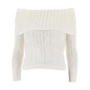 Bardot Halslijn Sweater met Strass Pennyblack , White , Dames