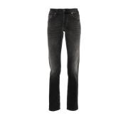 Skinny Fit Katoenen Jeans Dondup , Black , Heren