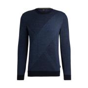 Jacquard Gebreide Trui Hugo Boss , Blue , Heren