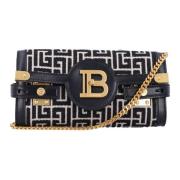 Monogram B-Buzz Pouch met Kettingriem Balmain , Black , Dames