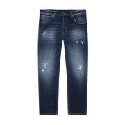 Blauwe Stretch Wortel Fit Jeans Dondup , Blue , Heren