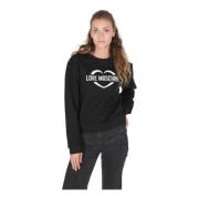 Zwarte Heart Logo Katoenen Sweatshirt Moschino , Black , Dames