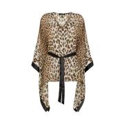 Luipaardprint Kaftan Jurk Roberto Cavalli , Brown , Dames