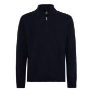 Wol/Nylon Half-Zip Jumper Boggi Milano , Blue , Heren