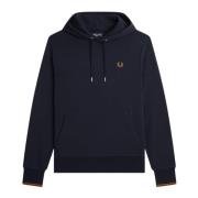 Hoodie met krullende zoom en dubbele streep Fred Perry , Blue , Heren