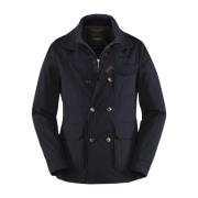 Double-Breasted Safari Jacket Moorer , Blue , Heren