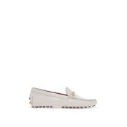 Witte Kalk Rijdende Loafer met Lage Hak Tod's , White , Dames